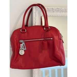 Michael Kors Red Leather Joan Satchel Handbag Purse